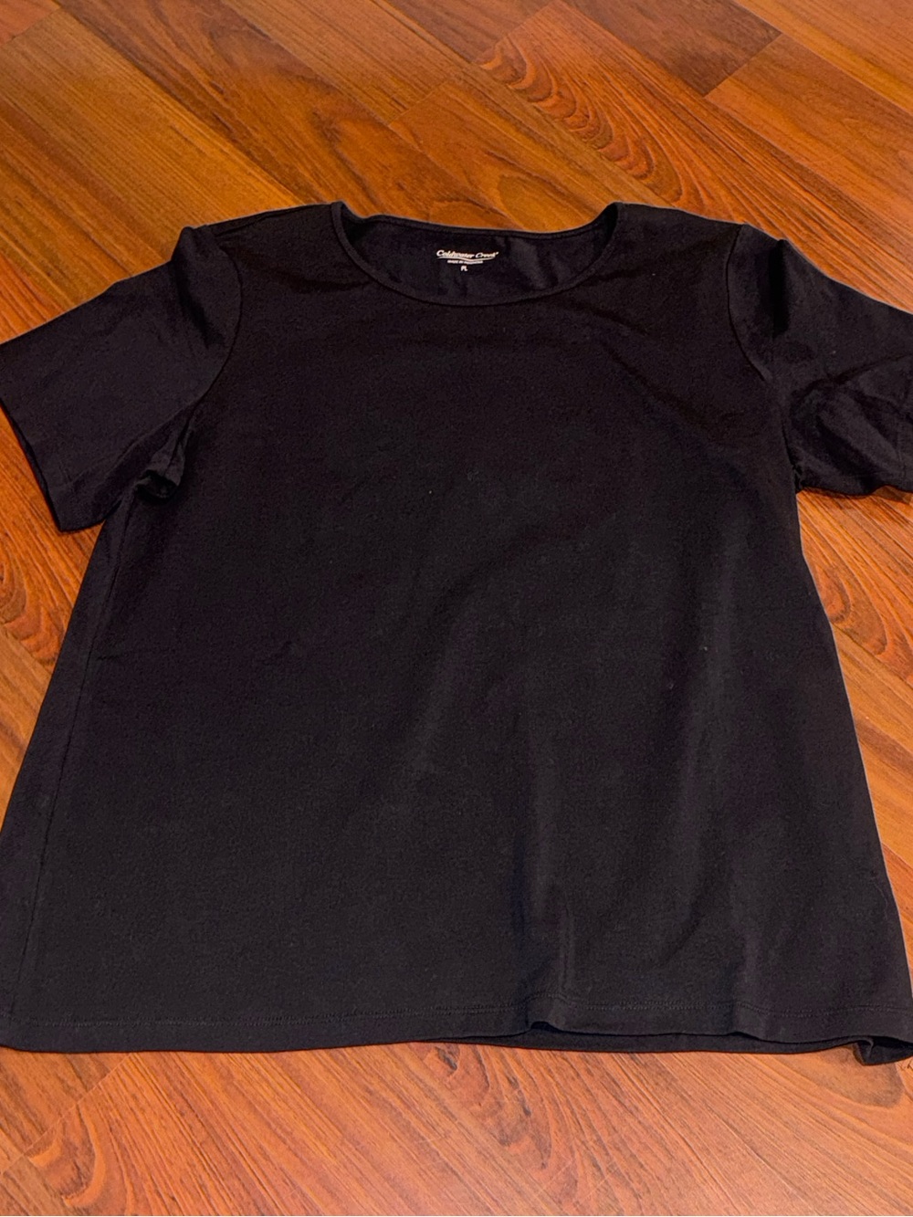 FREE Coldwater Creek Black Basic Short Sleeve T-Shirt Petite Large Chicos Loft